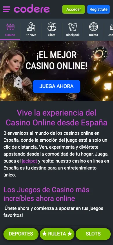 Codere - vista móvil